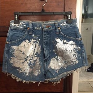 High-waisted Wrangler denim shorts